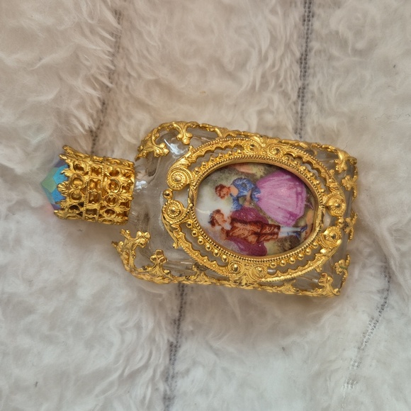 Vintage Pink Lefton Gold Gilded Capodimonte Perfume Bottle - Picture 3 of 8